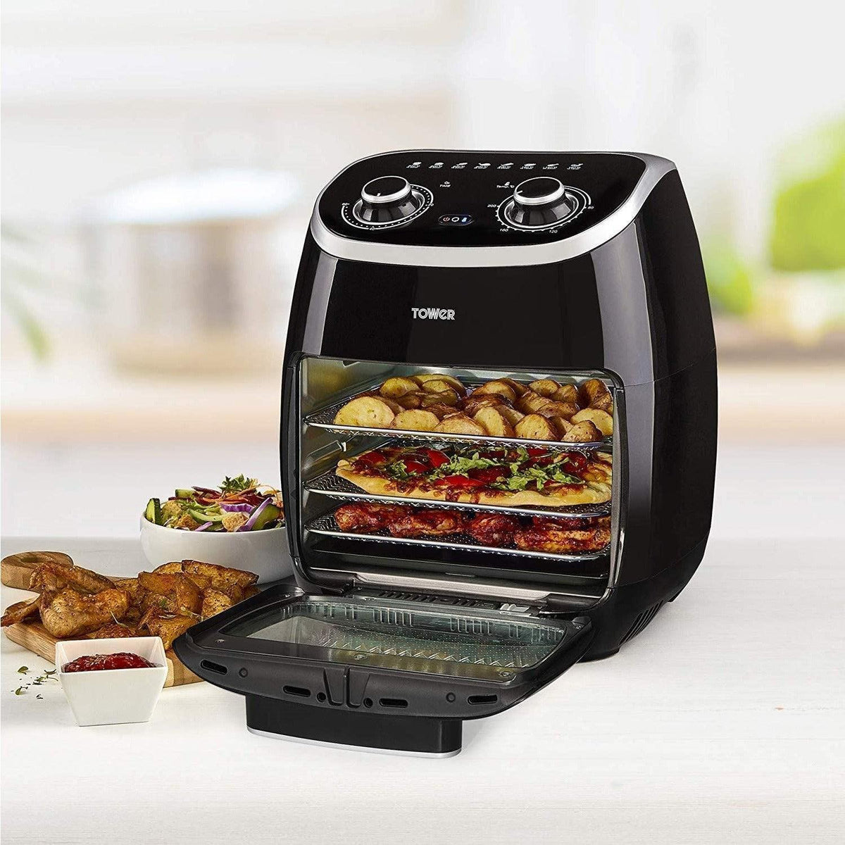 Tower 2000W 11L 5-in-1 Manual Air Fryer Oven with Rotisserie - Black | T17038 from DID Electrical - guaranteed Irish, guaranteed quality service. (6890866573500)
