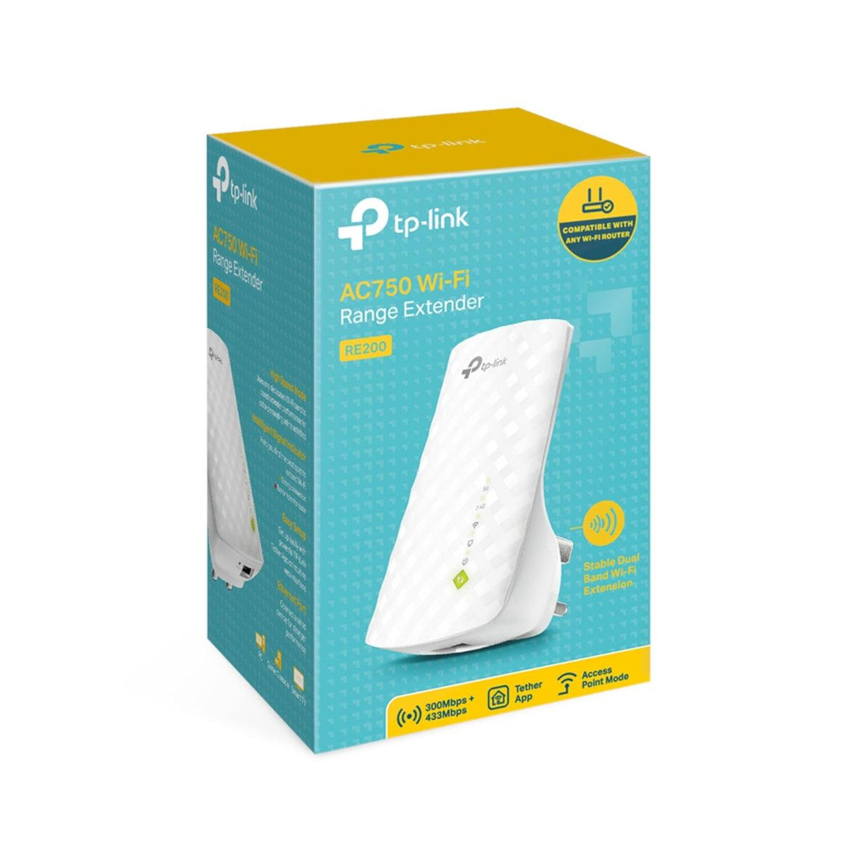TP-Link AC750 WiFi Range Extender - White | RE200 (6890743595196)