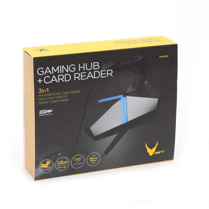 Varr Omega Gaming Mouse Bungee USB 2.0 Hub with Card Reader - Black & Silver | 428545 (7478987358396)