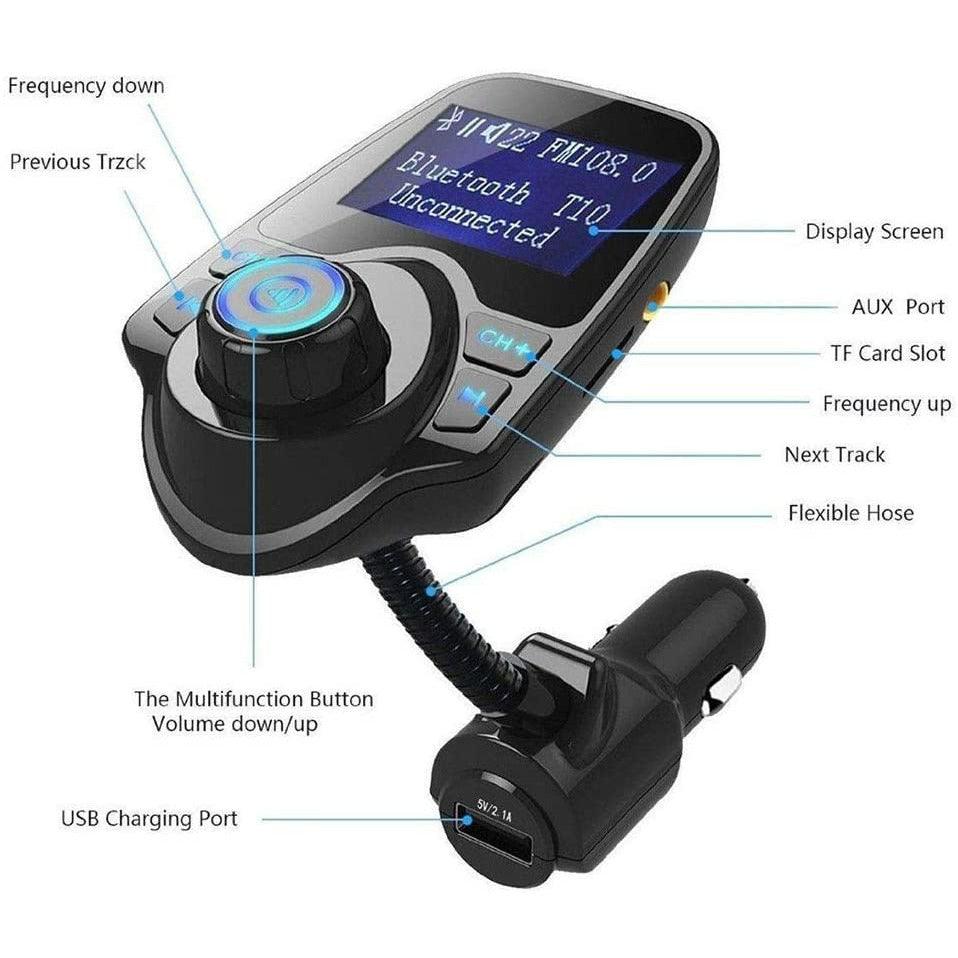 Ven-Dens Wireless Bluetooth 5.0 Blue LED MP3 Car FM Player - Black | 233141 (7480862245052)