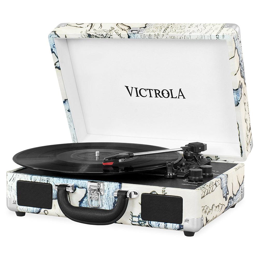 Victrola Built-in Stereo Bluetooth Portable Suitcase Record Player - Map Print | VSC-550BT-P4 (7105846247612)