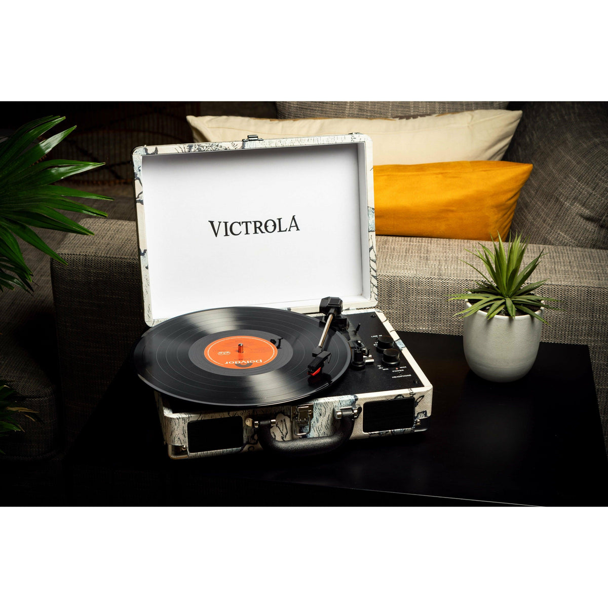 Victrola Built-in Stereo Bluetooth Portable Suitcase Record Player - Map Print | VSC-550BT-P4 (7105846247612)