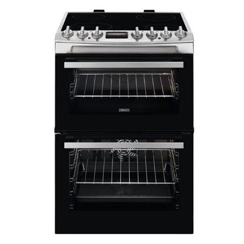 Zanussi 60cm Ceramic Electric Cooker - Black & Stainless Steel | ZCV69360XA from DID Electrical - guaranteed Irish, guaranteed quality service. (6977448378556)