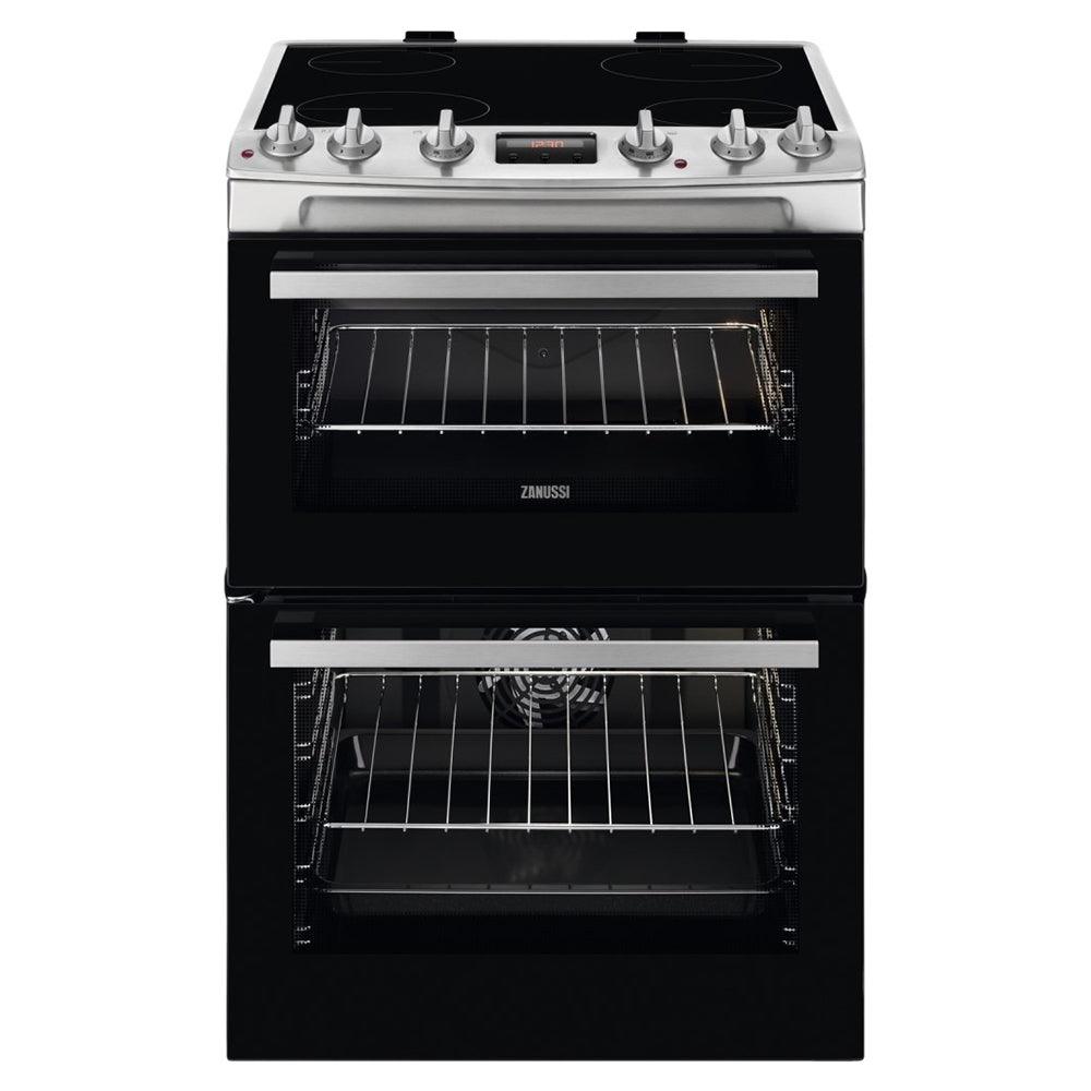 Zanussi 60cm Freestanding Double Oven Cooker With Ceramic Hob - Stainless Steel | ZCV66250XA from DID Electrical - guaranteed Irish, guaranteed quality service. (6977413775548)