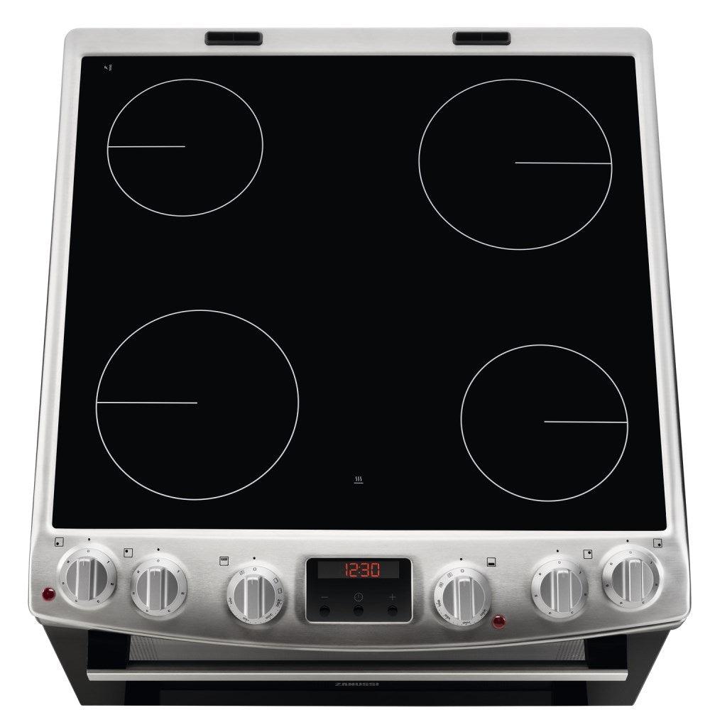 Zanussi 60cm Freestanding Double Oven Cooker With Ceramic Hob - Stainless Steel | ZCV66250XA from DID Electrical - guaranteed Irish, guaranteed quality service. (6977413775548)